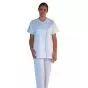 Túnica médica para mujer Taffa blanco con ribete celeste Mulliez