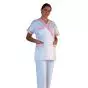 Túnica médica para mujer Timme blanco bocamanga rosa Mulliez