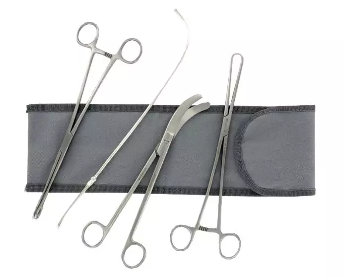 Set de instrumentos para ginecología con funda de nailon