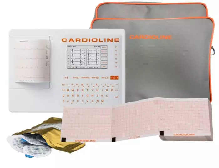 Pack ECG Cardioline 100S (6 canales) con interpretación + bolso + papel + electrodos
