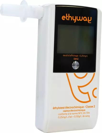 Alcoholímetro electrónico Ethyway clase 2 - conforme al NFX 20-704