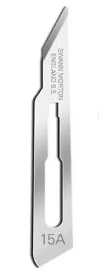 Hojas de bisturí no estériles n°15A acero al carbono Swann Morton caja de 100