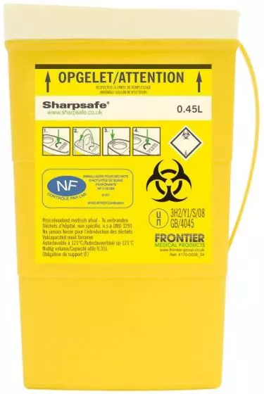 Colector de agujas Sharpsafe 0.45L para enfermera lote de 10 unidades