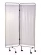 Pantalla de acero inoxidable con dos paneles y las cortinas blancas Holtex