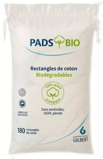 Almohadillas de algodón ecológico de Laboratoires Gilbert (bolsa de 180)