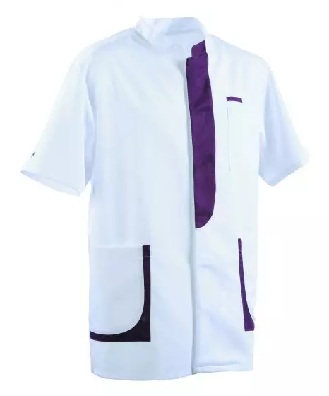 Bata de medico hombre LEE Adolphe Lafont blanco / ciruela