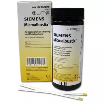 25 Tiras reactivas Siemens Microalbustix dosis microalbuminuria 