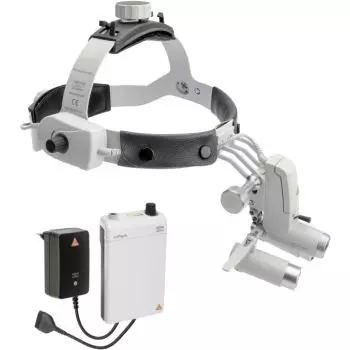 Kit de linterna frontal ML4 LED + lupa binocular HRP Heine