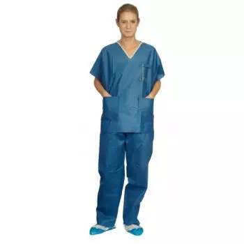 Pijama sanitario azul con 2 bolsillos no estéril LCH