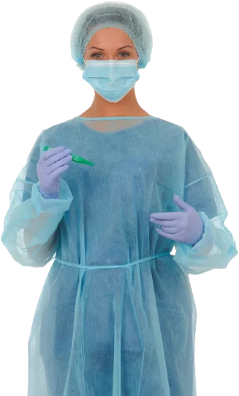 Batas desechables para visitante no tejidas azules - talla única (paquete de 10) MediStock