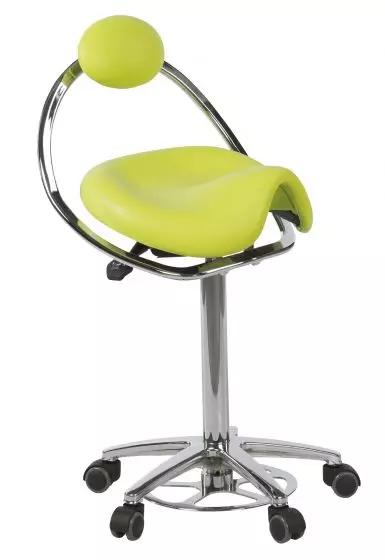 Taburete DERBY S5672-AP base cromada con respaldo arco y accionamiento de pie Ecopostural