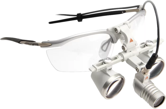  Kit lámpara frontal Loupelight 2 LED + lupa binocular Heine