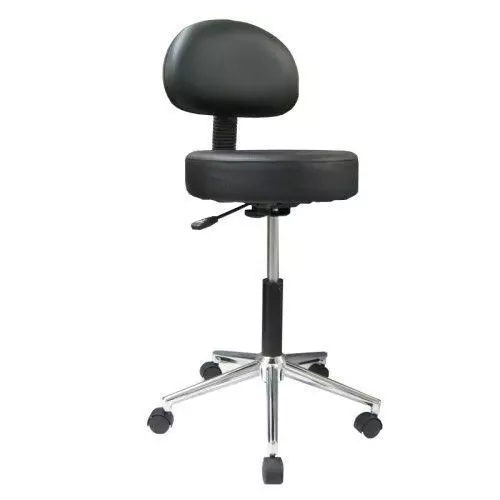 Taburete giratorio base cromada con respaldo