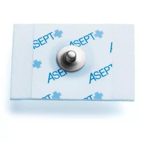 Electrodos rectangulares con botón a presión 44 x 32 mm Asept InMed, bolsa de 30