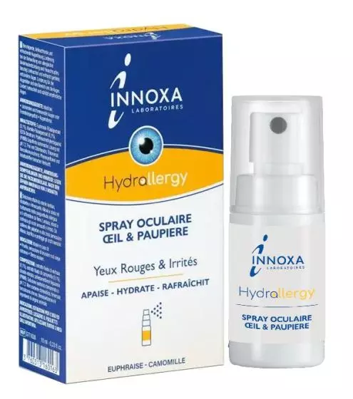 Solución oftálmica calmante Innoxa Hydrallergy (spray de 10 ml)
