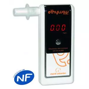 Alcoholímetro electrónico Ethyway V2 0,49 mg/l Certificado por la NF