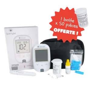 Kit completo de glucómetro JT 100 Spengler