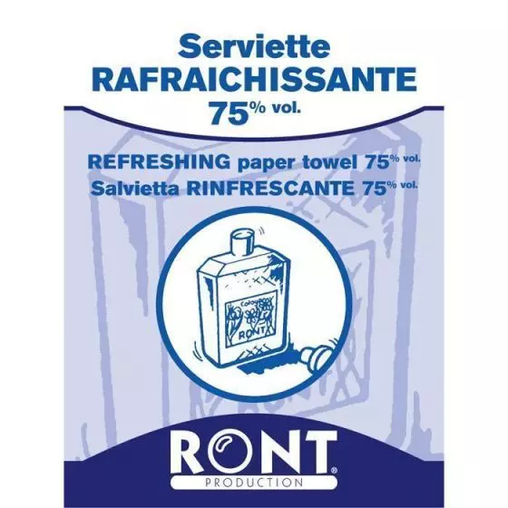 Toalla refrescante 75% vol. Ront (caja de 100)