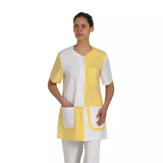 Túnica médica para mujer Telsa Blanco/Amarillo Mulliez
