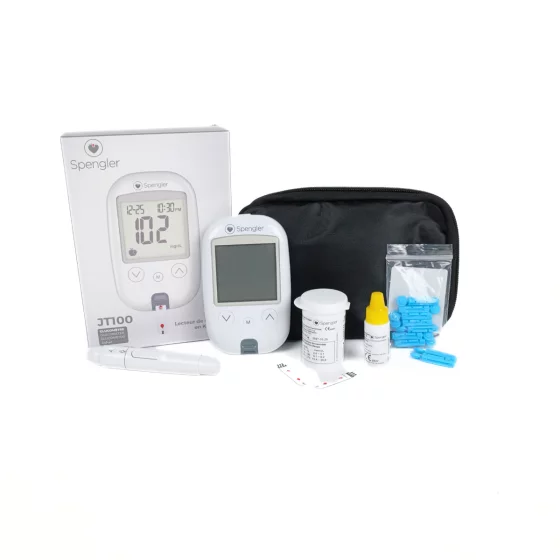 Kit completo de glucómetro JT 100 Spengler