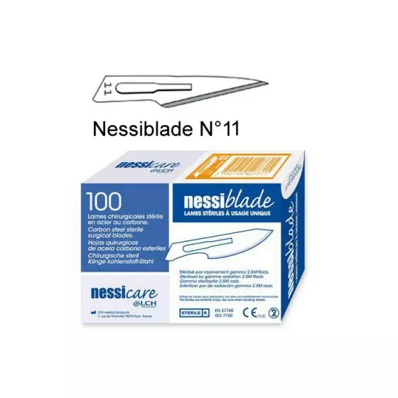 Láminas de bisturis estériles con uso único Sharpix N°11 caja de 100   