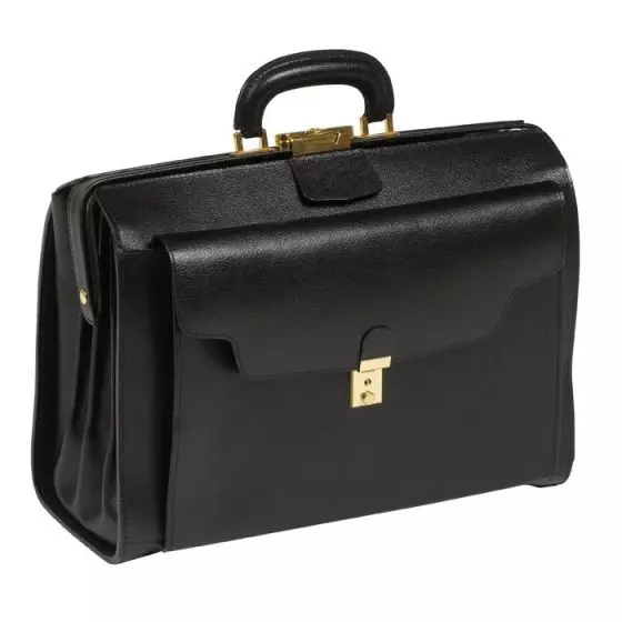 Maletin en cuero negro Standing Deboissy