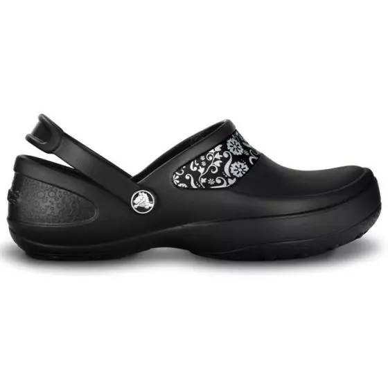 Zuecos Crocs Mercy Work, negro/ plateado