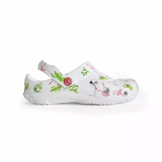 Zuecos de hospital Schu'zz Globule mujer Cactus y flamenco rosado