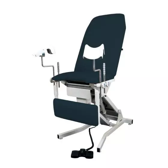 Camilla ginecológica eléctrica Beaumond con respaldo a gas, estribos y cojín de piernas abatible