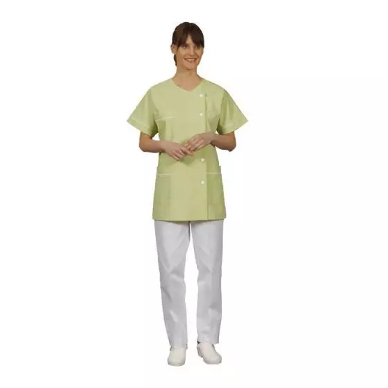  Túnica médica para mujer Traxa anís con ribete blanco Mulliez