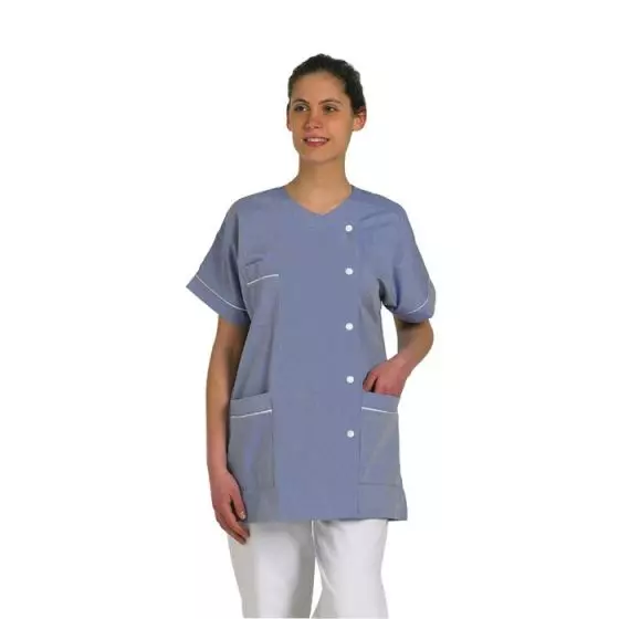  Túnica médica para mujer Traxa azul con ribete blanco Mulliez