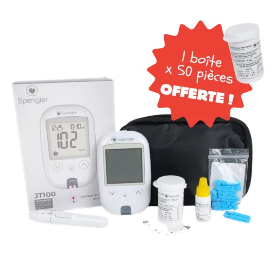Kit completo de glucómetro JT 100 Spengler