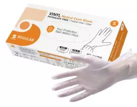 Guantes de examen regulares de vinilo no estériles sin polvo (caja de 100)