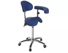 Taburete pony base aluminio con respaldo y brazo multifunción Ecopostural S5634