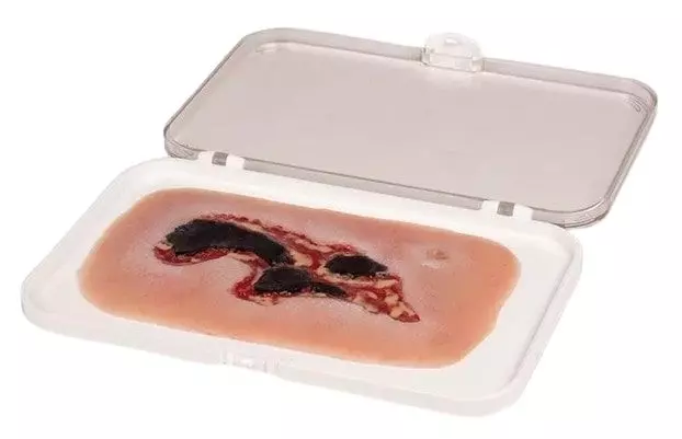 Modelo de una úlcera arterial en la pierna en fase de exudación