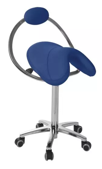 Taburete PONY SILLA DE MONTAR base cromada con respaldo arco Ecopostural S5662
